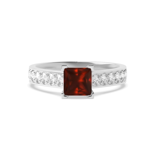 4 Prong Princess Corner claw Garnet Engagement Rings