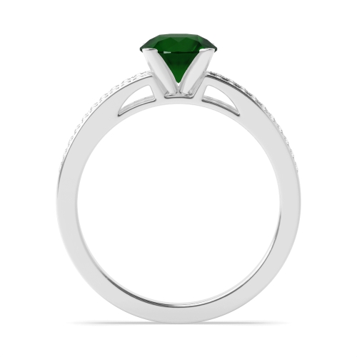 4 Prong Round Two channels Emerald Engagement Rings
