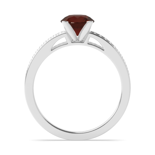 4 Prong Round Two channels Garnet Engagement Rings