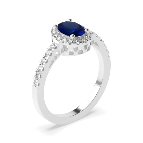 4 Prong Oval Vintage Blue Sapphire Engagement Rings