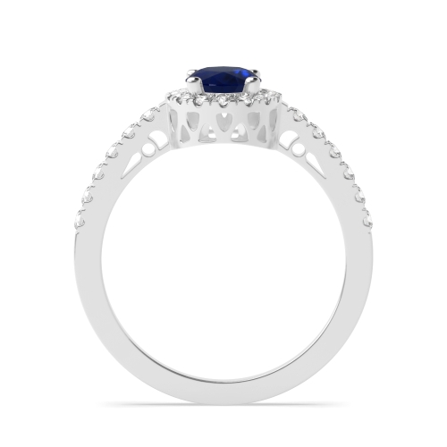 4 Prong Oval Vintage Blue Sapphire Engagement Rings