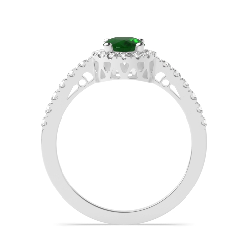 4 Prong Oval Vintage Emerald Halo Engagement Rings