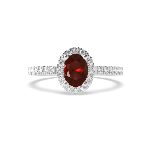 4 Prong Oval Vintage Garnet Halo Engagement Rings