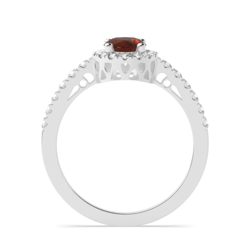 4 Prong Oval Vintage Garnet Halo Engagement Rings
