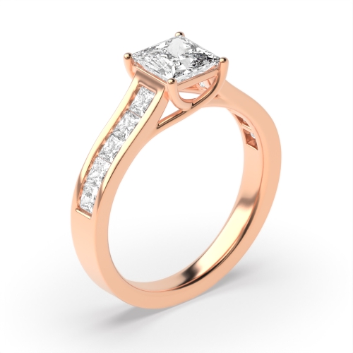 4 Prong Princess Rose Gold Crossover setting Engagement Rings