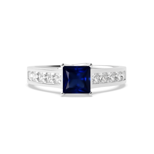 4 Prong Princess Crossover setting Blue Sapphire Engagement Rings