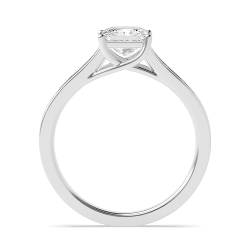 4 Prong Princess Silver Crossover setting Side Stone Engagement Rings