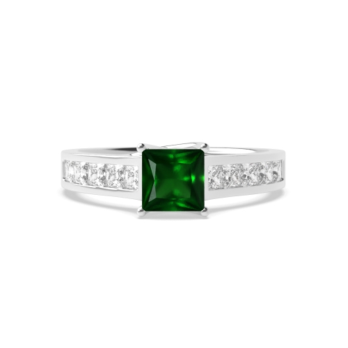 4 Prong Princess Crossover setting Emerald Engagement Rings