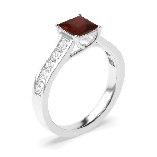 4 Prong Princess Crossover setting Garnet Engagement Rings