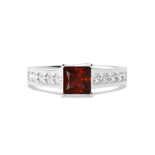 4 Prong Princess Crossover setting Garnet Engagement Rings