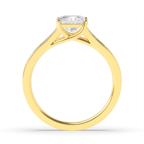 4 Prong Princess Yellow Gold Crossover setting Engagement Rings