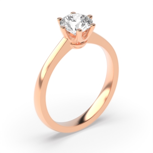 4 Prong Round Rose Gold Crown setting Engagement Rings