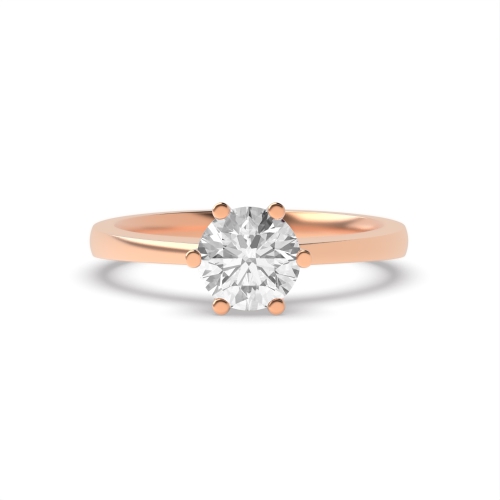 4 Prong Round Rose Gold Crown setting Engagement Rings