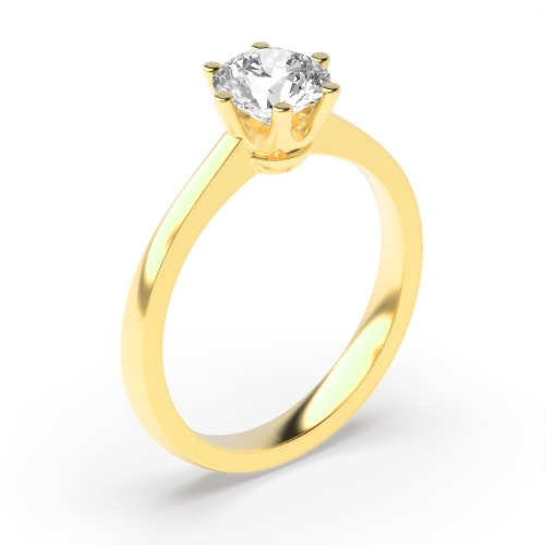 4 Prong Round Yellow Gold Crown setting Engagement Rings