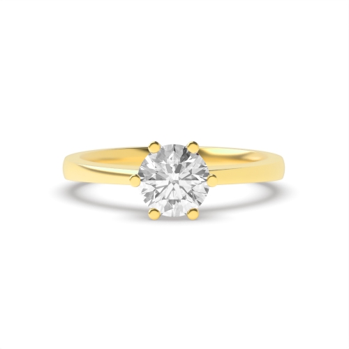 4 Prong Round Yellow Gold Crown setting Engagement Rings