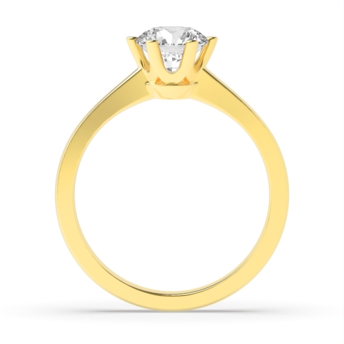 4 Prong Round Yellow Gold Crown setting Engagement Rings