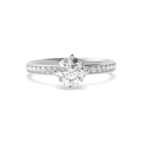 4 Prong Round Twist Lab Grown Diamond Side Stone Engagement Ring