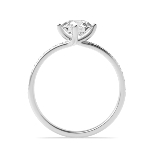 4 Prong Round Twist Side Stone Engagement Ring