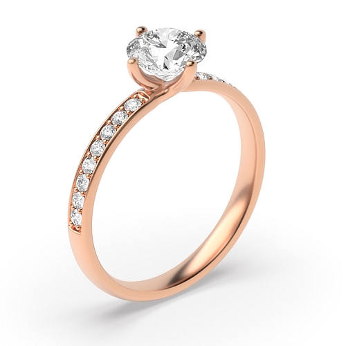 Round Rose Gold claw Twisted Engagement Rings