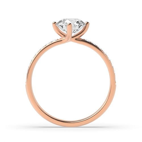 Round Rose Gold claw Twisted Engagement Rings
