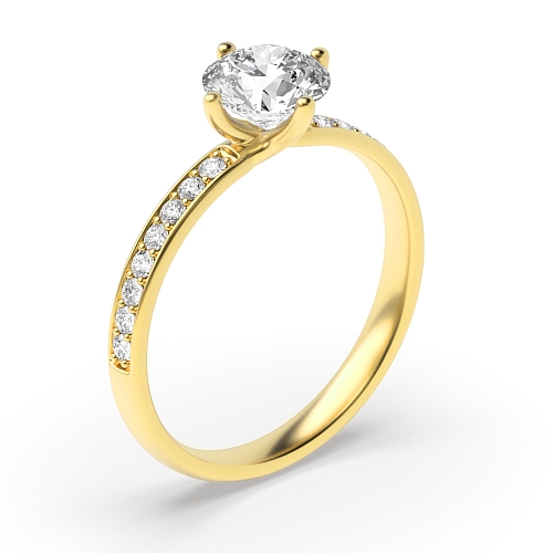 Round Yellow Gold claw Twisted Engagement Rings