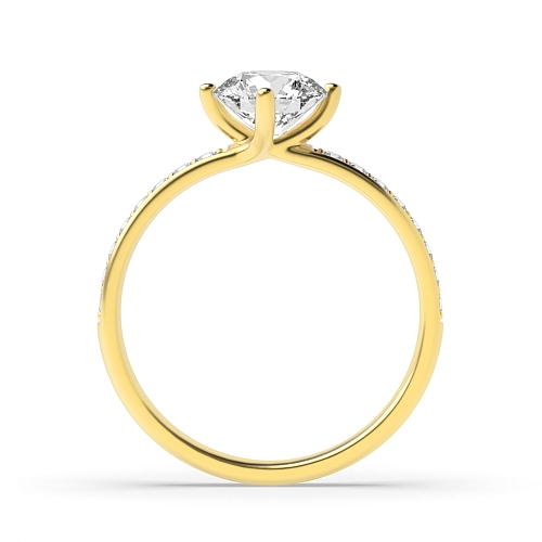Round Yellow Gold claw Twisted Engagement Rings