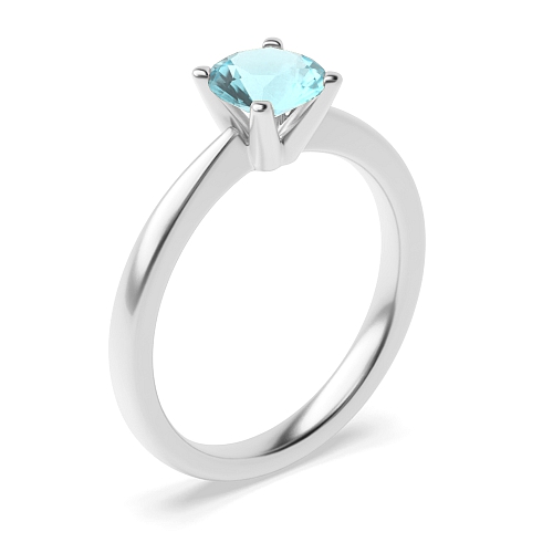 V shaped Aquamarine Solitaire Engagement Ring