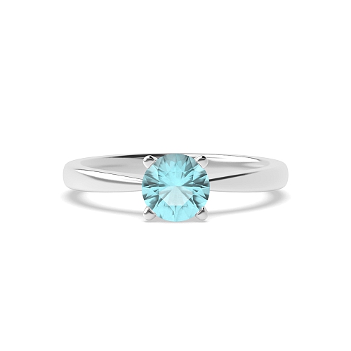 V shaped Aquamarine Solitaire Engagement Ring