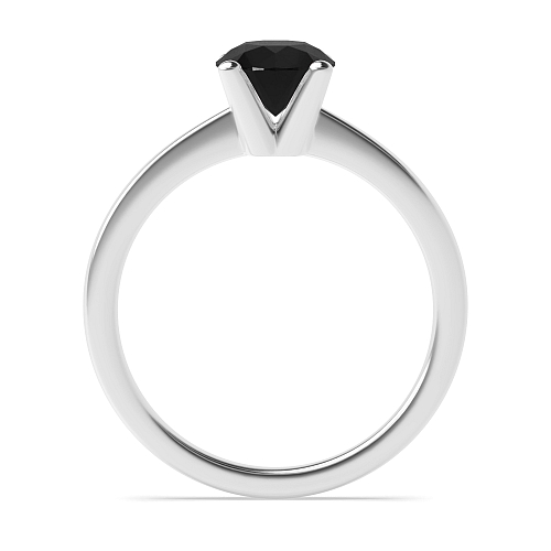 4 Prong V shaped head Black Diamond Solitaire Engagement Rings