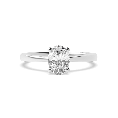 4 Prong Oval V shaped Solitaire Engagement Ring