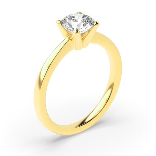 Yellow Gold V shaped head Engagement Rings