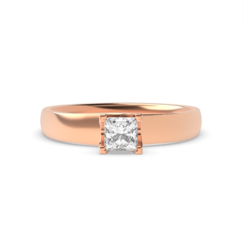 4 Prong Princess Rose Gold Square claws crossover Engagement Rings