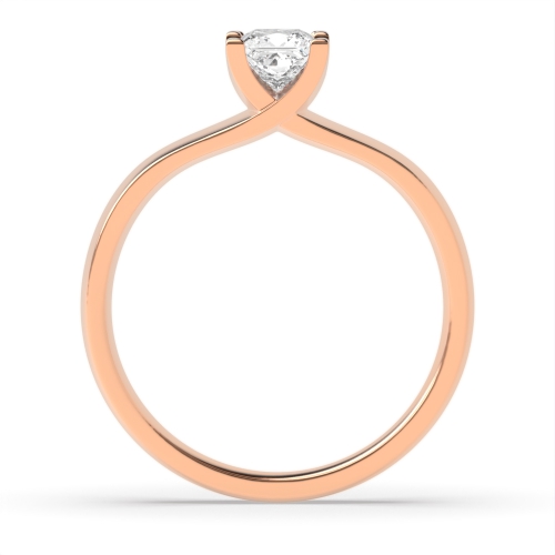 4 Prong Princess Rose Gold Square claws crossover Engagement Rings