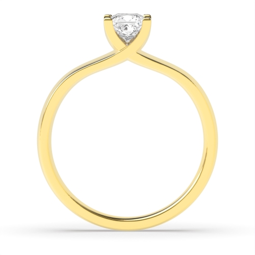 4 Prong Princess Yellow Gold Square claws crossover Engagement Rings