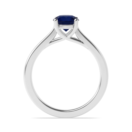 4 Prong Cross Over Claws Blue Sapphire Solitaire Engagement Ring