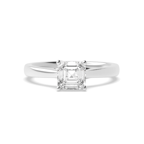 4 Prong Asscher Cross Over Claws Solitaire Engagement Ring