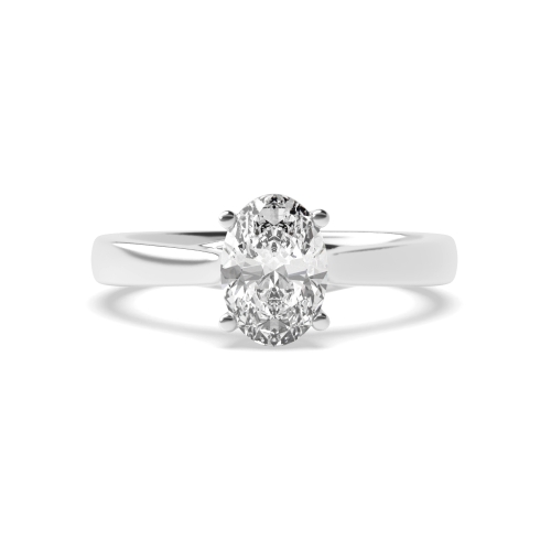 4 Prong Oval Cross Over Claws Solitaire Engagement Ring