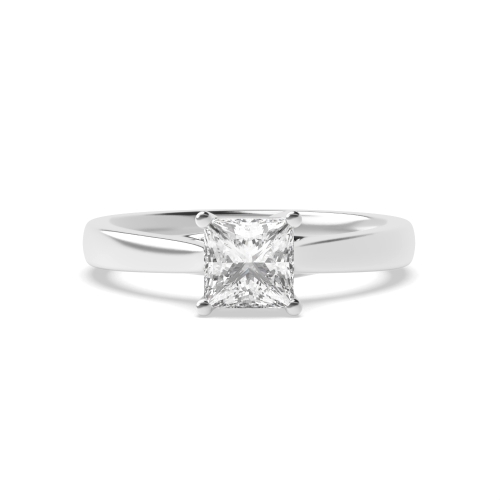 4 Prong Princess Cross Over Claws Solitaire Engagement Ring