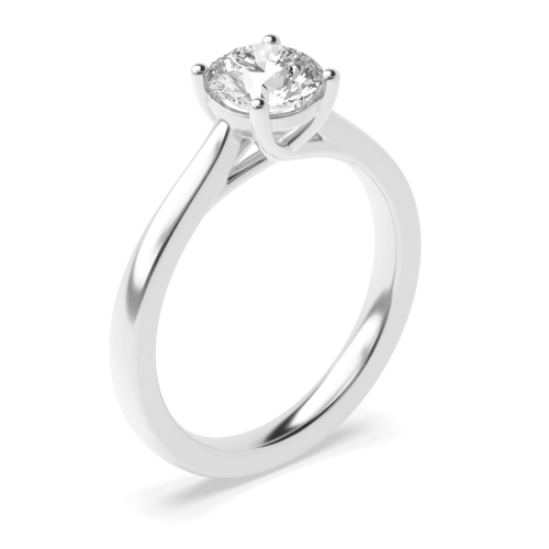 4 Prong Round Solitaire Rose or White Gold and Platinum Moissanite Engagement Rings