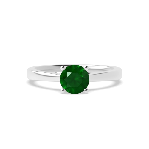 4 Prong Cross Over Claws Emerald Solitaire Engagement Ring