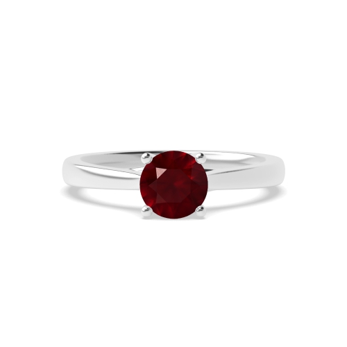 4 Prong Cross Over Claws Ruby Solitaire Engagement Ring