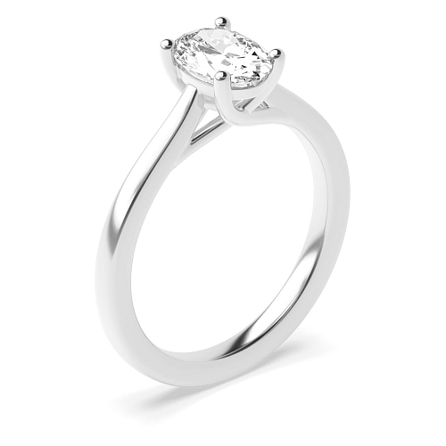 4 Prong Oval Cross Over Claws Solitaire Engagement Ring