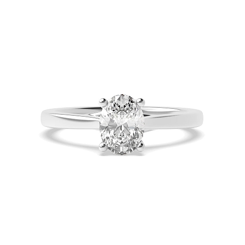 4 Prong Oval Cross Over Claws Solitaire Engagement Ring