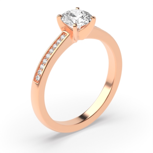 Side Stone On Shoulder Set Accented Diamond Engagement Ring White Gold / Platinum