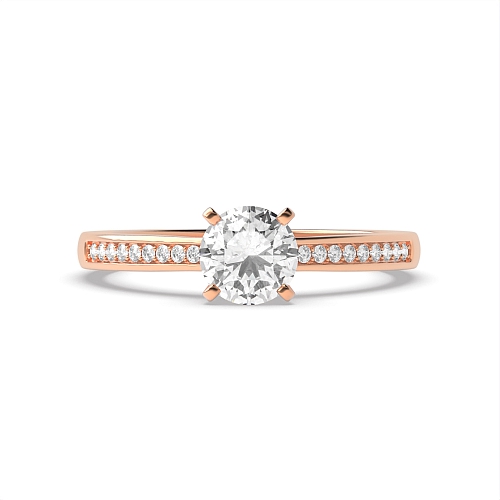 4 Prong Round Rose Gold Square claws Engagement Rings
