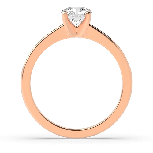 4 Prong Round Rose Gold Square claws Engagement Rings