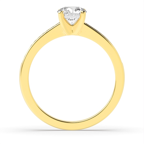 4 Prong Round Yellow Gold Square claws Engagement Rings