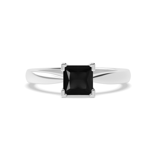Princess Black Diamond Solitaire Engagement Ring