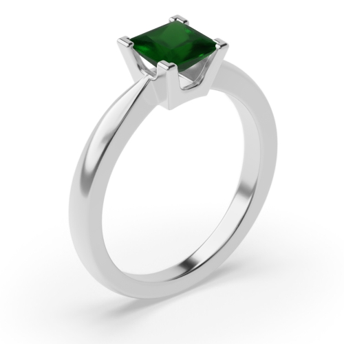 4 Prong Princess Square basket U Emerald Engagement Rings