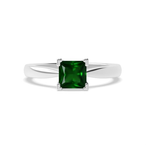 4 Prong Princess Square basket U Emerald Engagement Rings